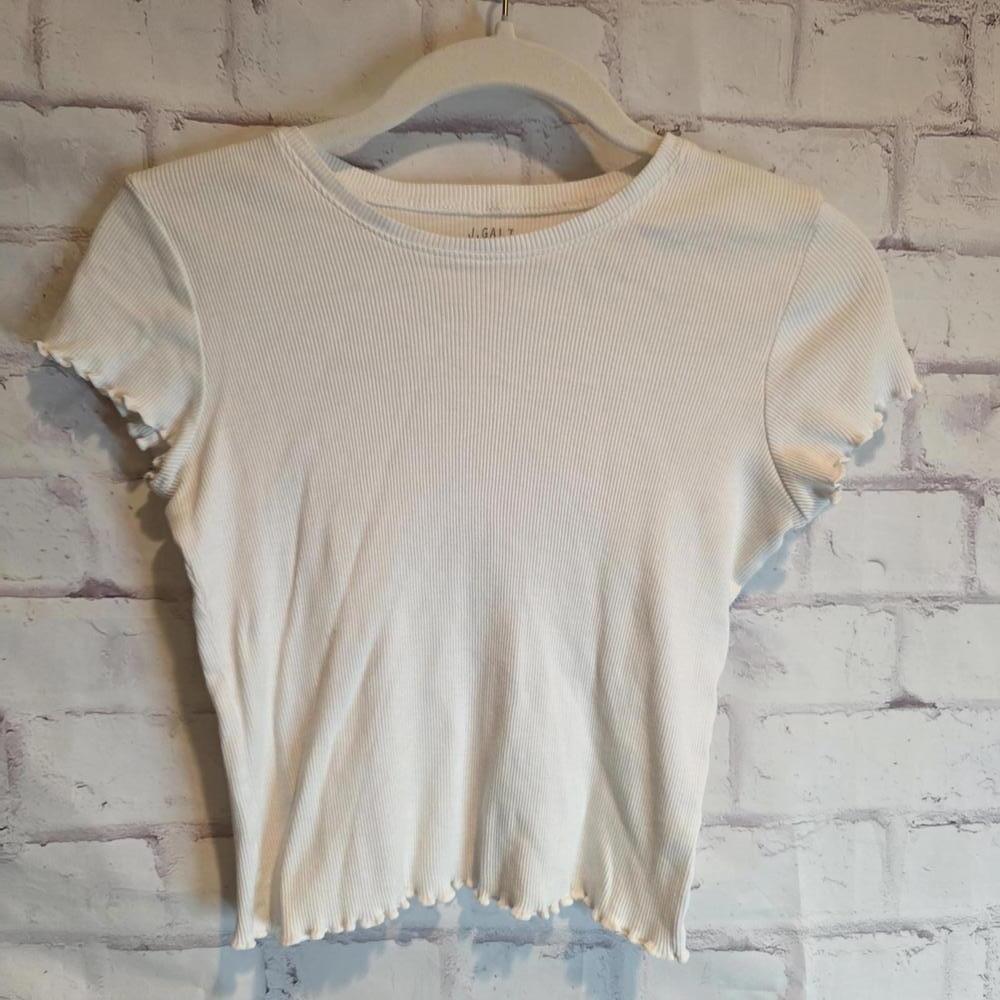 J Galt Ribbed White T